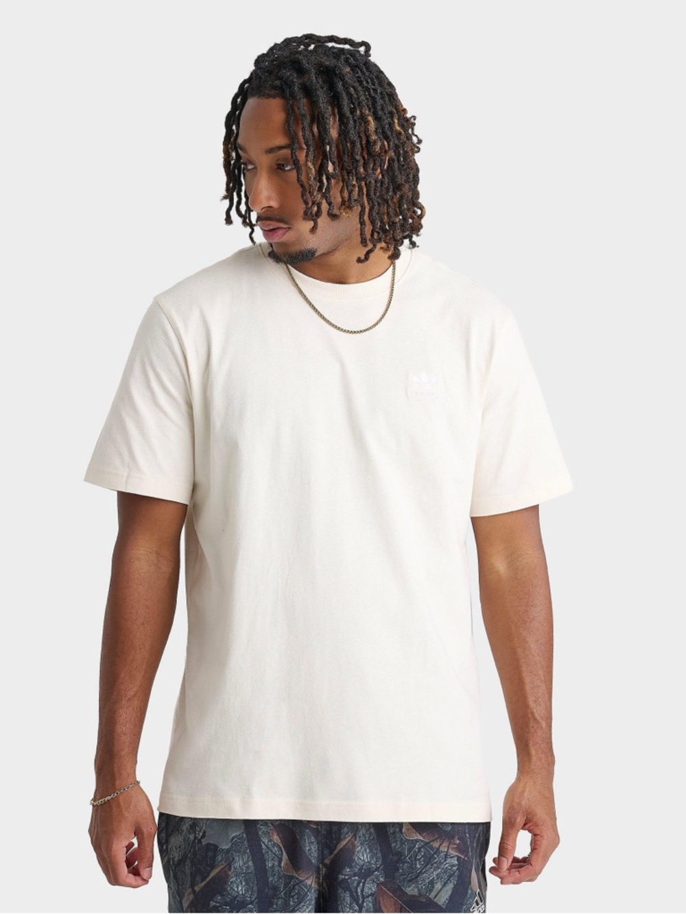 Adidas Originals Men's Small Trefoil Tee T-Shirt Cream Wonder White 100% COTTON